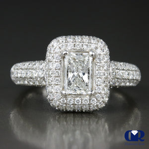 1.91 Carat Radiant Cut Diamond triple Halo Engagement Ring In 18K White Gold - Diamond Rise Jewelry