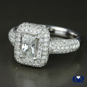 1.91 Carat Radiant Cut Diamond triple Halo Engagement Ring In 18K White Gold - Diamond Rise Jewelry