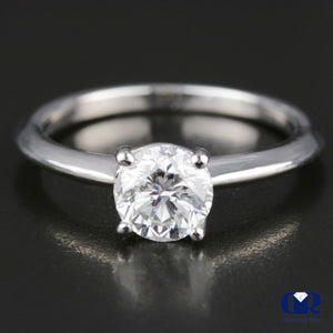 1.03 Carat Round Cut Diamond 4 Prong Solitaire Engagement Ring In 14K White Gold - Diamond Rise Jewelry