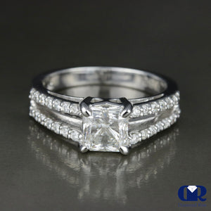 1.72 Carat Radiant Cut Diamond Split Shank Engagement Ring In 14K White Gold - Diamond Rise Jewelry