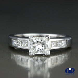 1.02 Carat Princess Cut Diamond Engagement Ring In 14K White Gold - Diamond Rise Jewelry