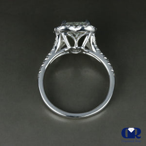 1.73 Carat Heart Shape Diamond Halo Engagement Ring 14k White Gold - Diamond Rise Jewelry