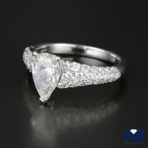 Natural 1.64 Ct Pear Shape Diamond Engagement Ring 18K White Gold