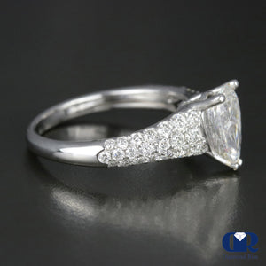 1.81 Carat Pear Shaped Diamond Engagement Ring In 18K White Gold - Diamond Rise Jewelry