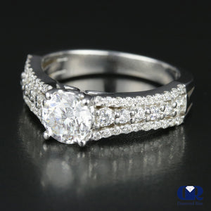 2.09 Carat Round Cut Diamond Engagement Ring In 14K White Gold - Diamond Rise Jewelry