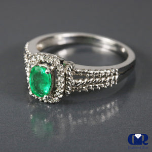 0.75 Carat Natural Emerald Stone Ring 14K White Gold - Diamond Rise Jewelry