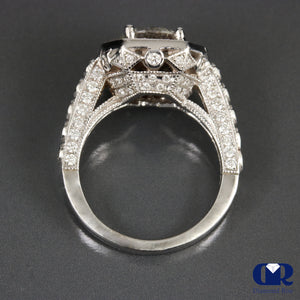 2.94 Carat Round Cut Diamond Halo Engagement Ring In 14K White Gold