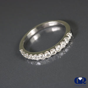 0.42 Ct Round Cut Diamond Wedding Band Anniversary Ring 14K White Gold - Diamond Rise Jewelry