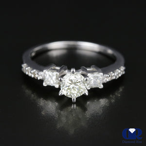 0.73 Carat Round Cut Diamond Engagement Ring In 14K White Gold - Diamond Rise Jewelry