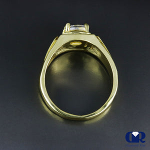 Men's Round Cut Diamond Pinky Ring In 14K Yellow Gold - Diamond Rise Jewelry