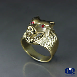 Men's 14K Solid Gold Wolf Pinky Ring - Diamond Rise Jewelry