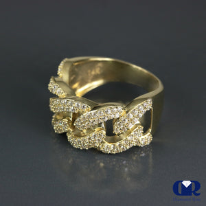 Men's 1.00 Ct Diamond Miami Cuban Link Chain Pinky Ring In 14K Gold - Diamond Rise Jewelry