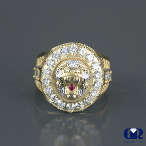 Men's Lion Head Diamond Ring In 14K Gold - Diamond Rise Jewelry