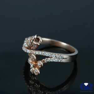 Diamond Floral Shaped Ring In 14K Rose Gold - Diamond Rise Jewelry