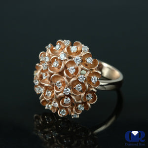 0.70 Ct Diamond Flower Blossomed Cocktail Ring Right Hand Ring I4K Gold - Diamond Rise Jewelry