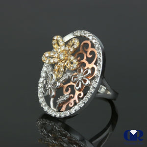 1.02 Ct Diamond Cocktail Ring Right Hand Ring In 14K Gold - Diamond Rise Jewelry