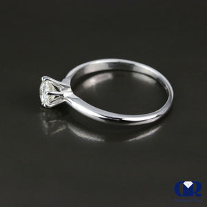 0.39 Carat Round Cut Diamond 6 Prong Solitaire Engagement In 14K White Gold - Diamond Rise Jewelry