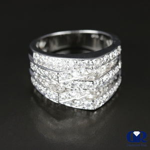Women's Round Cut Diamond Right Hand Ring & Cocktail Ring In 14K White Gold - Diamond Rise Jewelry